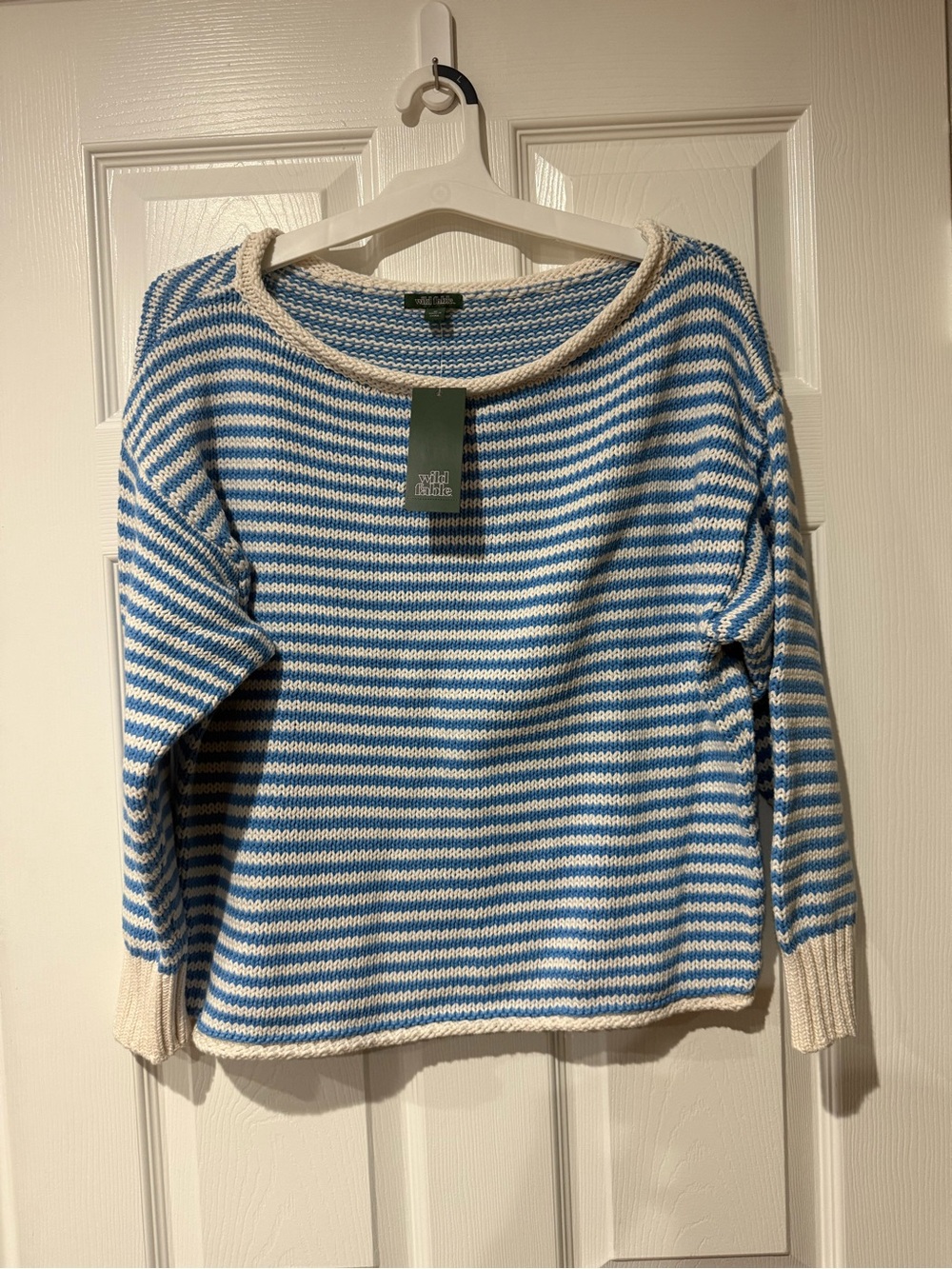 Striped Blue and White Women’s Sweater - Classic Boatneck size M NWT